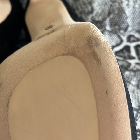 Black suede Stewart Weitzman semi platform 3-1/2 “ heels - Picture 7 of 10